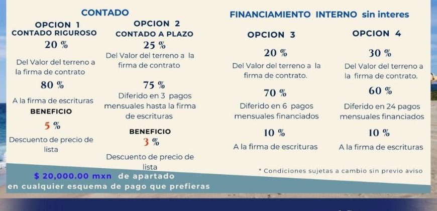 VENTA DE LOTES EN PLAYA DE COCOS / FRACCIONAMIENTO XALI DEL MAR